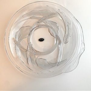 Etched and frosted Calla Lily round four section glass serving platter